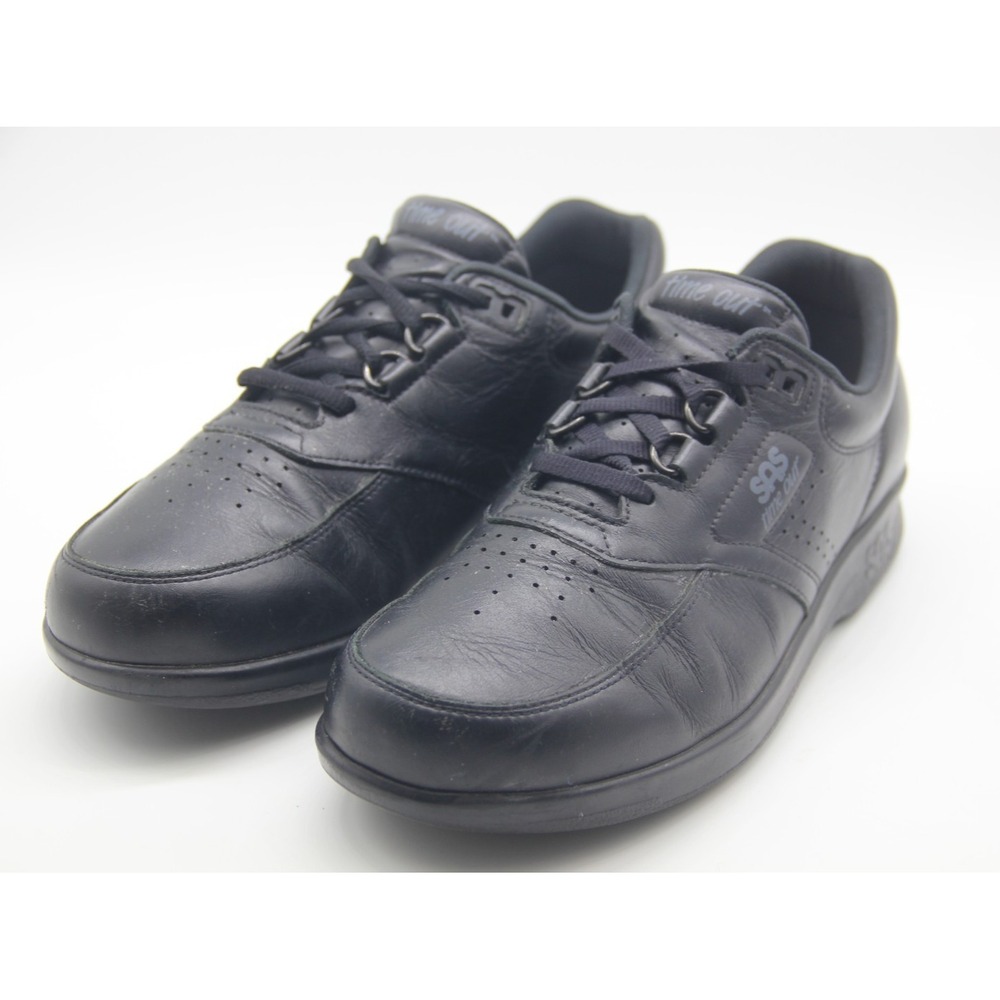 SAS Mens Time Out Black Leather Lace Up Tri-pad Sneaker Shoes Mens Size 7.5 M